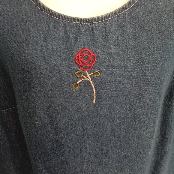 2 piece suit 100 % cotton dress and jacket , embroidered roses - Picture 2 of 5